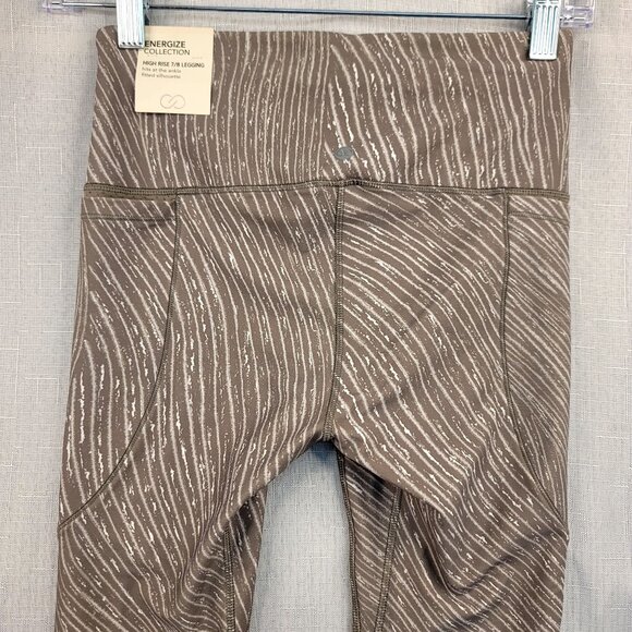 Calia XS Energize High Rise 7/8 Legging Brown White Lightweight Breathable UPF50 - Picture 2 of 7